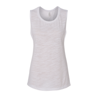 Bella + Canvas Women's Flowy Scoop Muscle Tank, White Slub, Front view