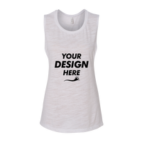 Bella + Canvas Women's Flowy Scoop Muscle Tank, White Slub, Front view, Mockup