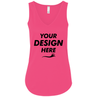 Bella + Canvas Women's Flowy V-Neck Tank, Berry, Front view, Mockup