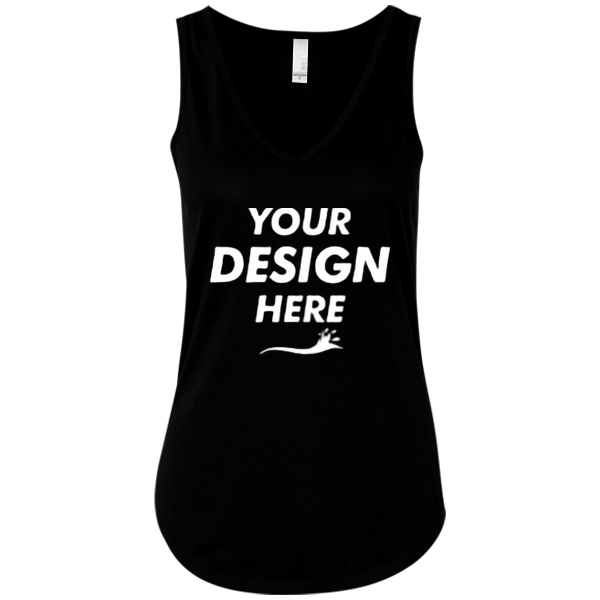 Bella + Canvas Women's Flowy V-Neck Tank, Black Marble, Front view, Mockup
