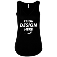 Bella + Canvas Women's Flowy V-Neck Tank, Black Marble, Front view, Mockup