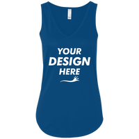 Bella + Canvas Women's Flowy V-Neck Tank, Blue Marble, Front view, Mockup