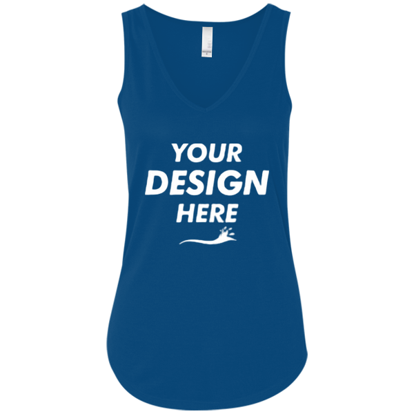 Bella + Canvas Women's Flowy V-Neck Tank, Blue Marble, Front view, Mockup