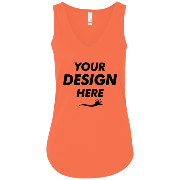 Bella + Canvas Women's Flowy V-Neck Tank, Coral, Front view, Mockup