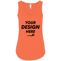 Bella + Canvas Women's Flowy V-Neck Tank, Coral, Front view, Mockup