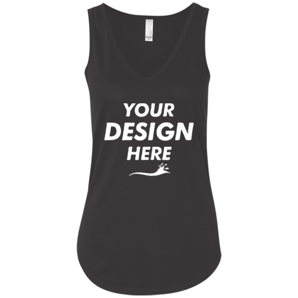 Bella + Canvas Women's Flowy V-Neck Tank, Dark Grey Heather, Front view, Mockup