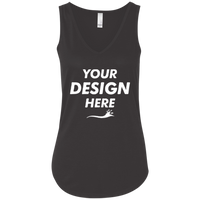 Bella + Canvas Women's Flowy V-Neck Tank, Dark Grey Heather, Front view, Mockup