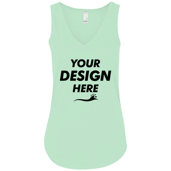 Bella + Canvas Women's Flowy V-Neck Tank, Mint, Front view, Mockup