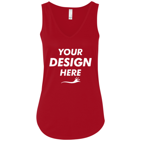 Bella + Canvas Women's Flowy V-Neck Tank, Red, Front view, Mockup