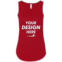 Bella + Canvas Women's Flowy V-Neck Tank, Red, Front view, Mockup