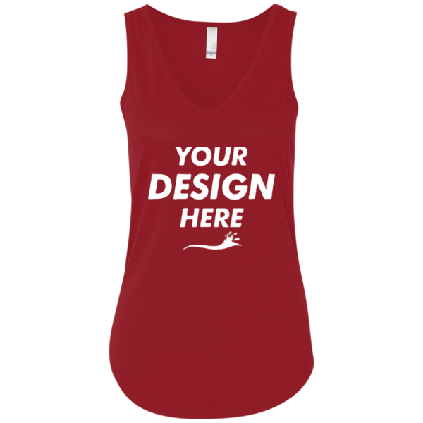 Bella + Canvas Women's Flowy V-Neck Tank, Red Marble, Front view, Mockup
