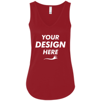 Bella + Canvas Women's Flowy V-Neck Tank, Red Marble, Front view, Mockup