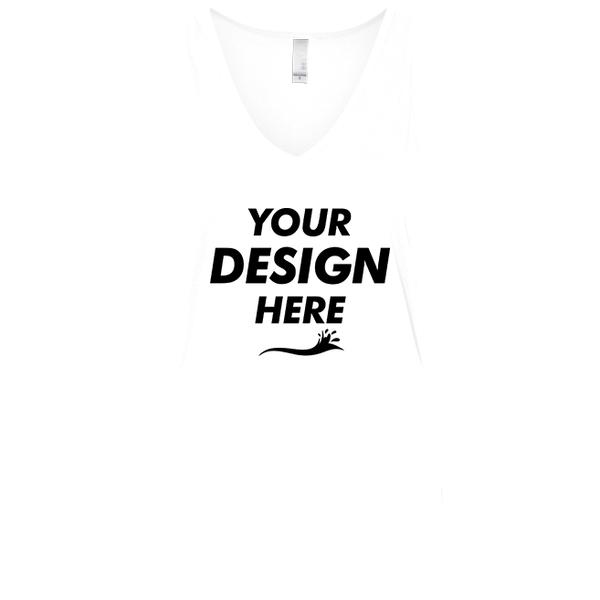 Bella + Canvas Women's Flowy V-Neck Tank, White, Front view, Mockup