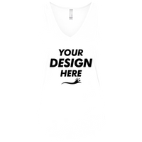 Bella + Canvas Women's Flowy V-Neck Tank, White, Front view, Mockup
