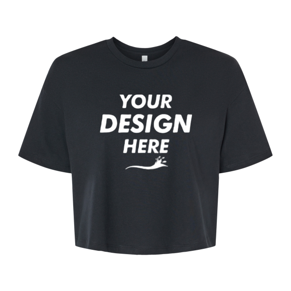 Bella + Canvas Women's Jersey Crop Tee, Black, Front view, Mockup