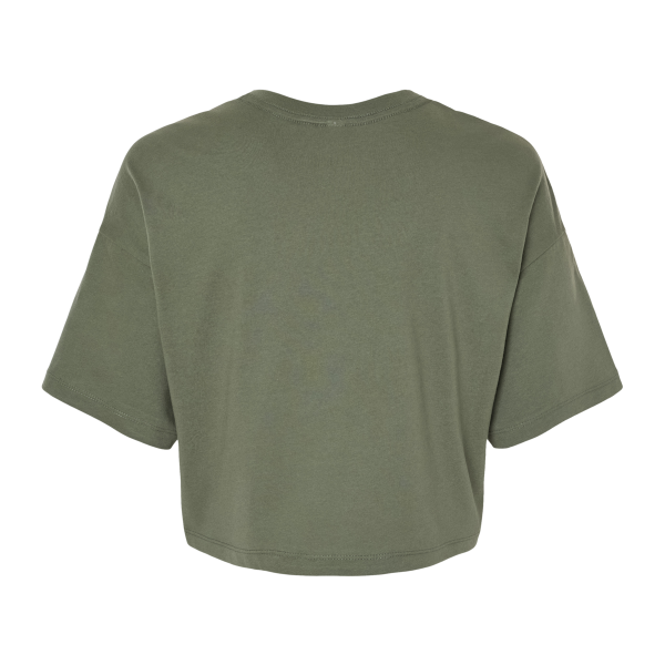 Bella + Canvas Women's Jersey Crop Tee, Military Green, Back view