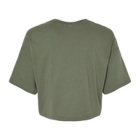 Bella + Canvas Women's Jersey Crop Tee, Military Green, Back view