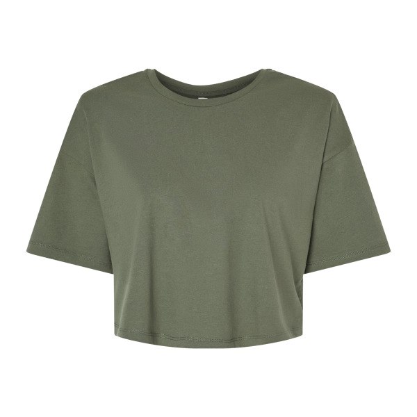 Bella + Canvas Women's Jersey Crop Tee, Military Green, Front view