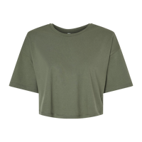Bella + Canvas Women's Jersey Crop Tee, Military Green, Front view