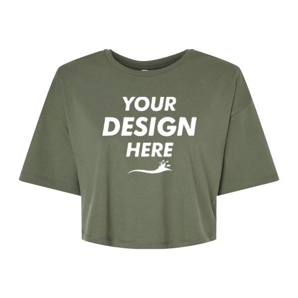 Bella + Canvas Women's Jersey Crop Tee, Military Green, Front view, Mockup