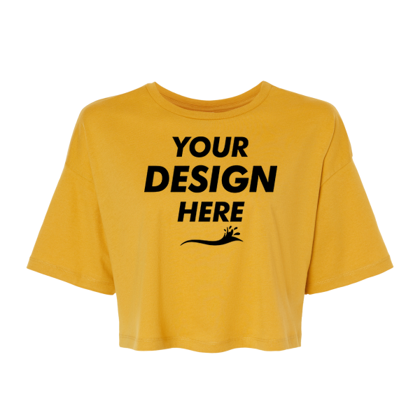 Bella + Canvas Women's Jersey Crop Tee, Mustard, Front view, Mockup