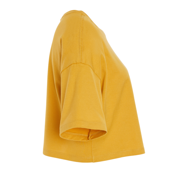 Bella + Canvas Women's Jersey Crop Tee, Mustard, Right Sleeve view