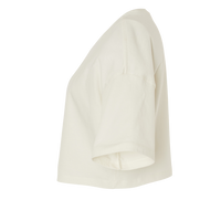Bella + Canvas Women's Jersey Crop Tee, Vintage White, Left Sleeve view