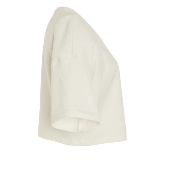 Bella + Canvas Women's Jersey Crop Tee, Vintage White, Right Sleeve view