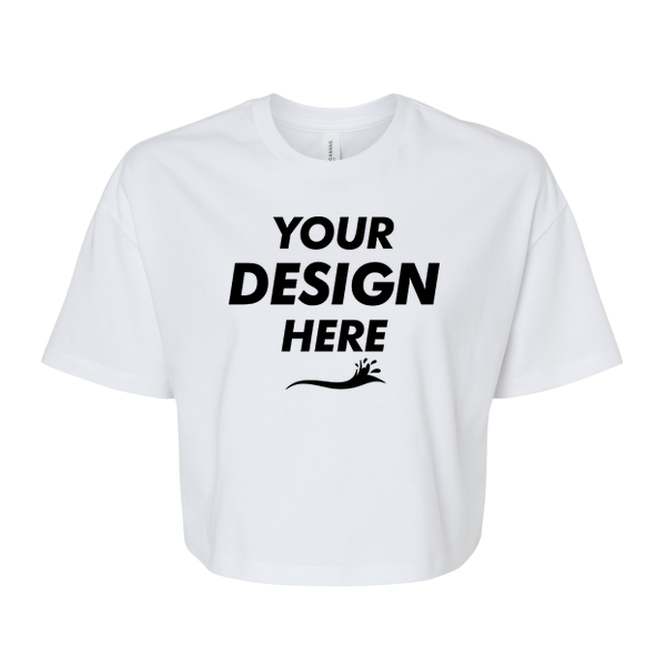 Bella + Canvas Women's Jersey Crop Tee, White, Front view, Mockup