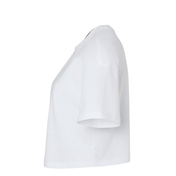 Bella + Canvas Women's Jersey Crop Tee, White, Left Sleeve view