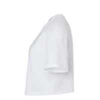 Bella + Canvas Women's Jersey Crop Tee, White, Left Sleeve view