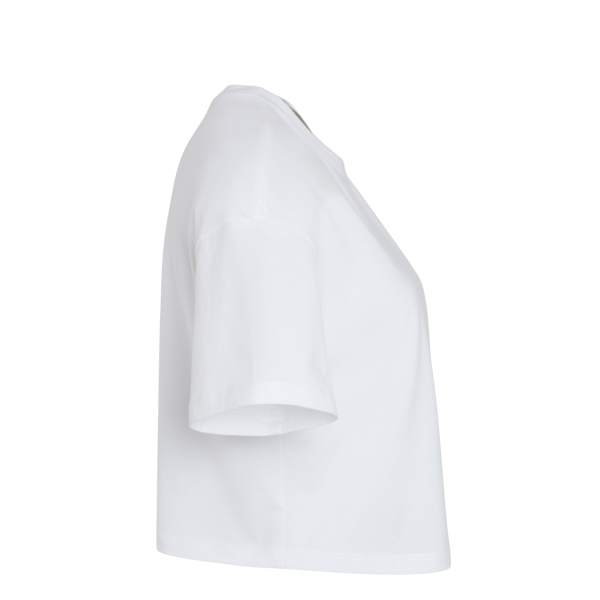 Bella + Canvas Women's Jersey Crop Tee, White, Right Sleeve view