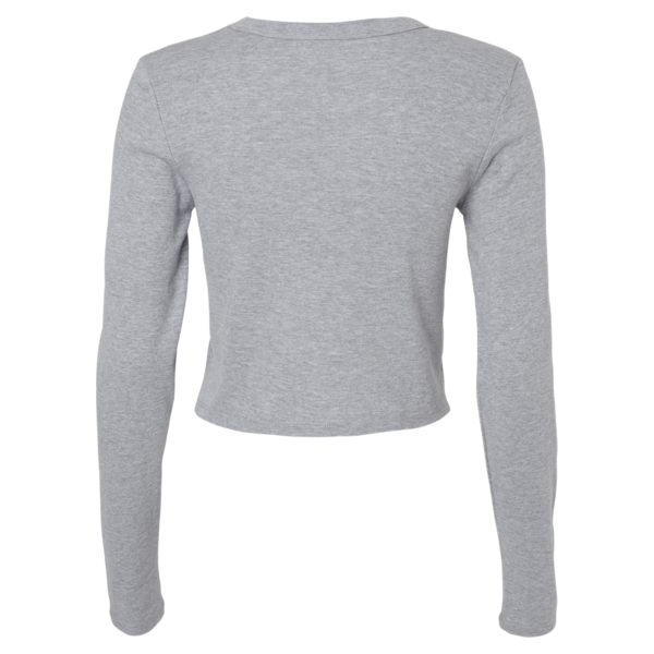 Bella + Canvas Women's Micro Rib Long Sleeve Baby Tee, Athletic Heather, Back view