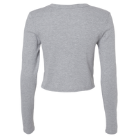 Bella + Canvas Women's Micro Rib Long Sleeve Baby Tee, Athletic Heather, Back view