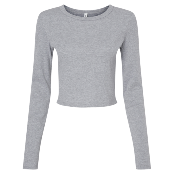 Bella + Canvas Women's Micro Rib Long Sleeve Baby Tee, Athletic Heather, Front view