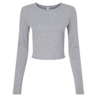 Bella + Canvas Women's Micro Rib Long Sleeve Baby Tee, Athletic Heather, Front view