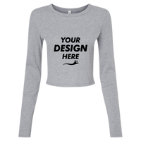 Bella + Canvas Women's Micro Rib Long Sleeve Baby Tee, Athletic Heather, Front view, Mockup