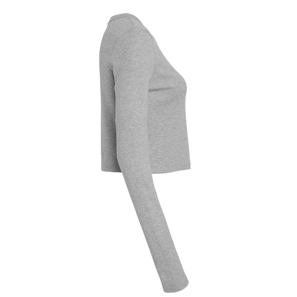 Bella + Canvas Women's Micro Rib Long Sleeve Baby Tee, Athletic Heather, Right Sleeve view