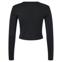 Bella + Canvas Women's Micro Rib Long Sleeve Baby Tee, Solid Black Blend, Back view