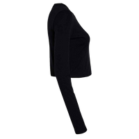 Bella + Canvas Women's Micro Rib Long Sleeve Baby Tee, Solid Black Blend, Right Sleeve view