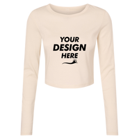 Bella + Canvas Women's Micro Rib Long Sleeve Baby Tee, Solid Natural Blend, Front view, Mockup