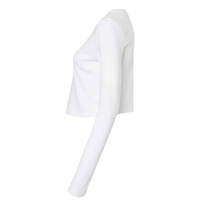 Bella + Canvas Women's Micro Rib Long Sleeve Baby Tee, Solid White Blend, Left Sleeve view