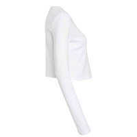 Bella + Canvas Women's Micro Rib Long Sleeve Baby Tee, Solid White Blend, Right Sleeve view