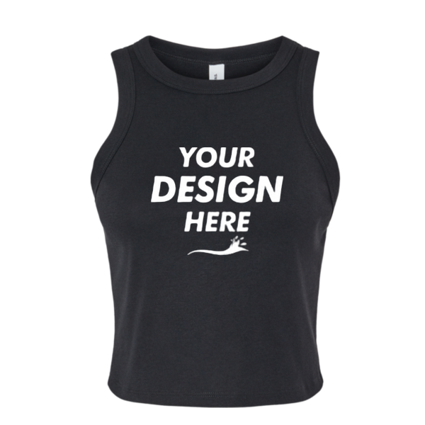 Bella + Canvas Women's Micro Rib Racer Tank, Solid Black Blend, Front view, Mockup