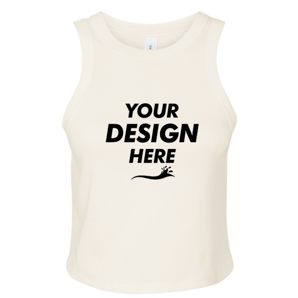 Bella + Canvas Women's Micro Rib Racer Tank, Solid Natural Blend, Front view, Mockup