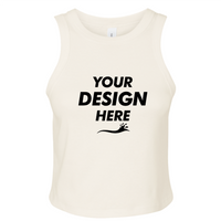 Bella + Canvas Women's Micro Rib Racer Tank, Solid Natural Blend, Front view, Mockup