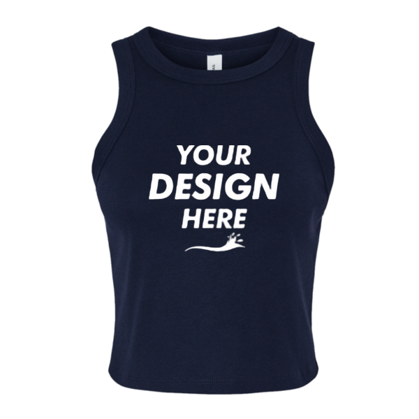 Bella + Canvas Women's Micro Rib Racer Tank, Solid Navy Blend, Front view, Mockup