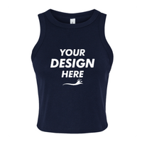 Bella + Canvas Women's Micro Rib Racer Tank, Solid Navy Blend, Front view, Mockup