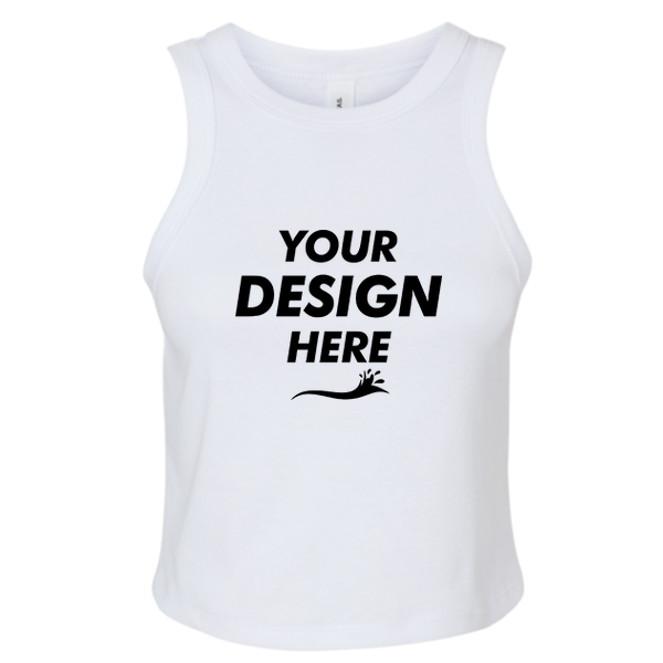 Bella + Canvas Women's Micro Rib Racer Tank, Solid White Blend, Front view, Mockup