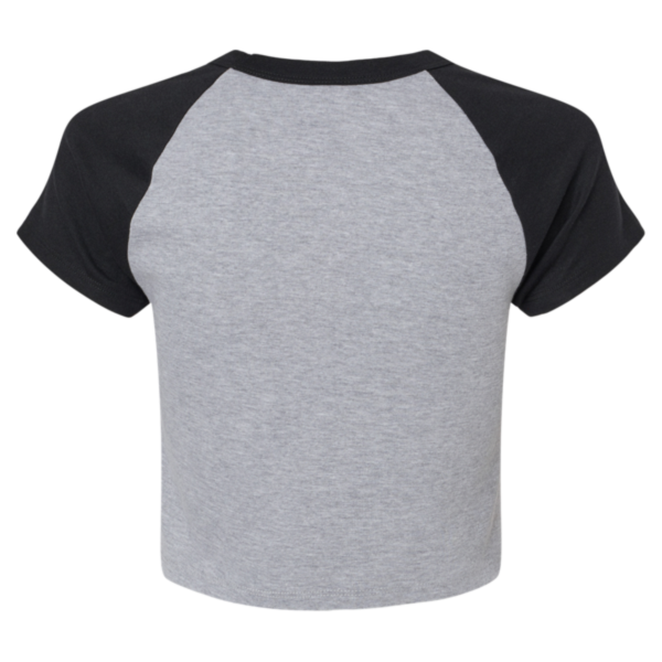Bella + Canvas Women's Micro Rib Raglan Baby Tee, Athletic Heather / Black, Back view